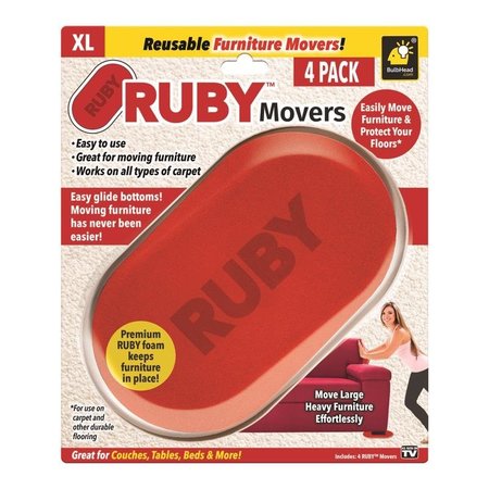 BULBHEAD Ruby Furniture Movers Plastic/Rubber 4 pk 15930-6